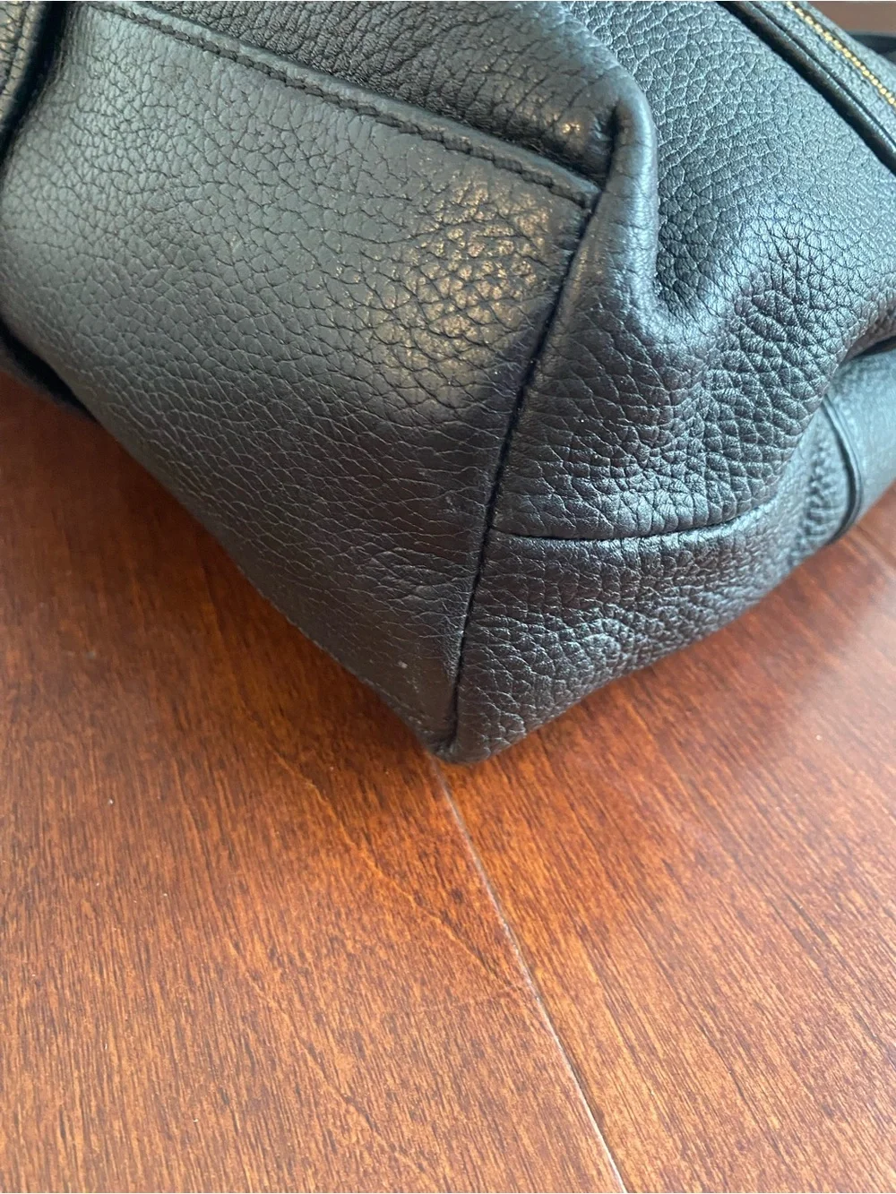 Michael Kors Jamesport Large Black Pebbled Leather Hobo Shoulder Bag Gold